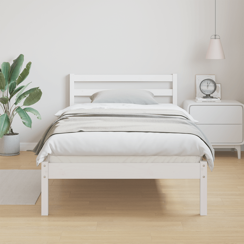 Casa si Gradina - Mobilier - Paturi si accesorii - Paturi - Cadru de pat cu tablie, alb, 100x220 cm, lemn masiv de pin - Infinity.ro