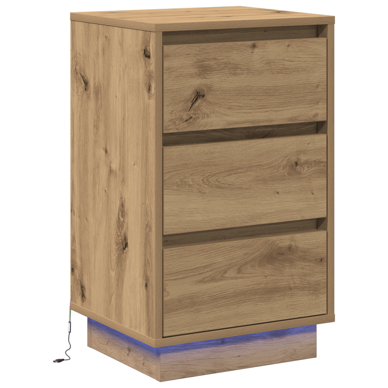 Casa si Gradina - Mobilier - Comode si corpuri - Noptiere - Noptiera cu LED Artisan Oak 39x34.5x65 cm Lemn prelucrat - Infinity.ro