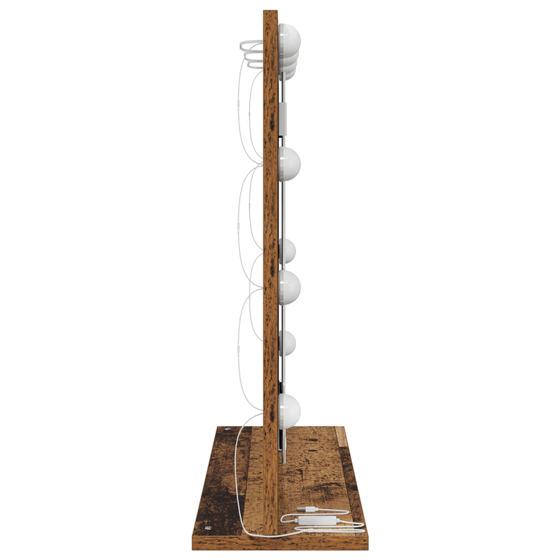 Casa si Gradina - Decoratiuni - Oglinzi - Oglinda de toaleta cu lumini LED din lemn vechi 60x55x18 cm - Infinity.ro