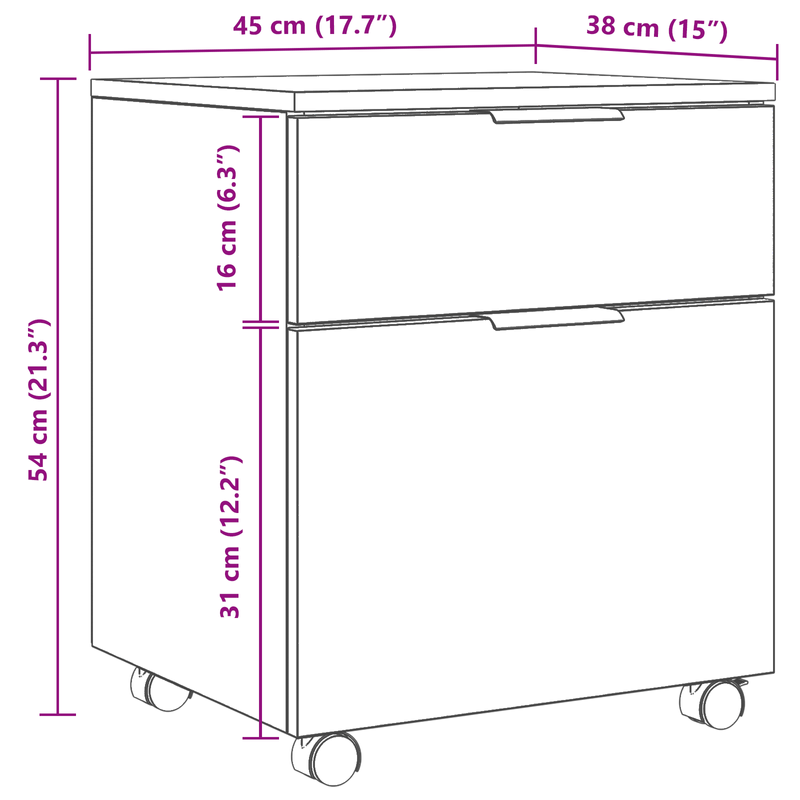 Casa si Gradina - Constructii - Depozitare, transport si protectie - Rafturi, fisete si vestiare - Fiset mobil cu roti, stejar negru, 45x38x54 cm - Infinity.ro