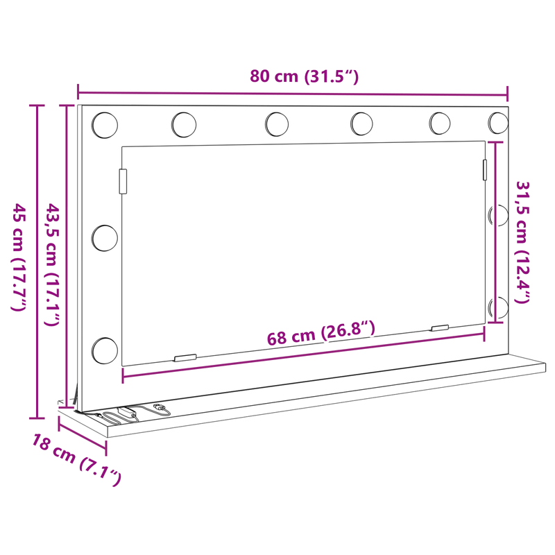 Casa si Gradina - Decoratiuni - Oglinzi - Oglinda de toaleta Gri beton Beton 80 x 45 x 18 cm Oglinda - Infinity.ro