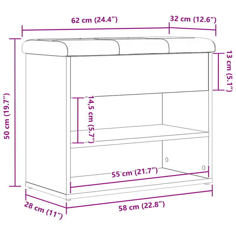Casa si Gradina - Mobilier - Canapele si coltare - Banchete - Banca de depozitare Negru Stejar 60x30x48 cm Lemn prelucrat - Infinity.ro