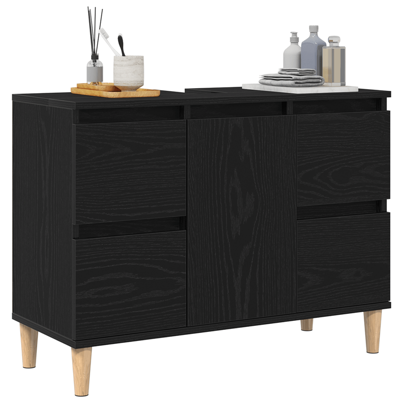 Casa si Gradina - Mobilier - Mobilier baie - Comode baie - Dulap de chiuveta, stejar negru, 80x33x60 cm, lemn prelucrat - Infinity.ro