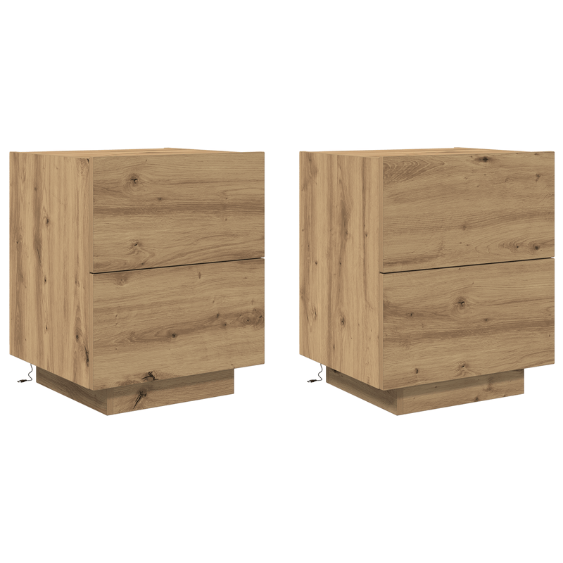 Casa si Gradina - Mobilier - Comode si corpuri - Noptiere - Noptiere cu LED-uri, 2 buc., stejar artizanal, 45x40x55 cm - Infinity.ro