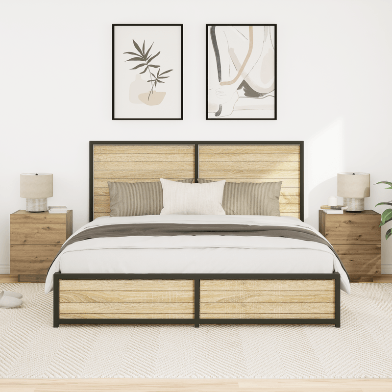 Casa si Gradina - Mobilier - Comode si corpuri - Noptiere - Noptiere cu LED-uri, 2 buc., stejar artizanal, 45x40x55 cm - Infinity.ro