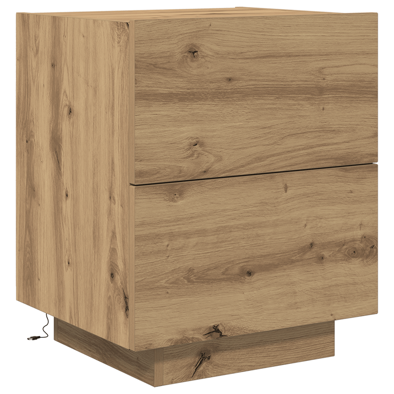 Casa si Gradina - Mobilier - Comode si corpuri - Noptiere - Noptiere cu LED-uri, 2 buc., stejar artizanal, 45x40x55 cm - Infinity.ro