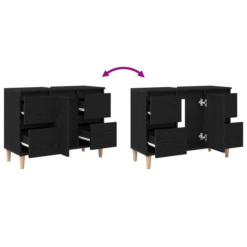 Casa si Gradina - Mobilier - Mobilier baie - Comode baie - Dulap de chiuveta, stejar negru, 80x33x60 cm, lemn prelucrat - Infinity.ro