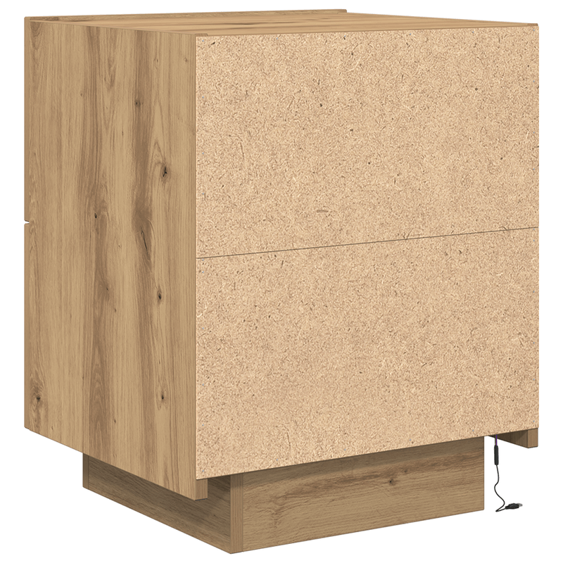 Casa si Gradina - Mobilier - Comode si corpuri - Noptiere - Noptiere cu LED-uri, 2 buc., stejar artizanal, 45x40x55 cm - Infinity.ro