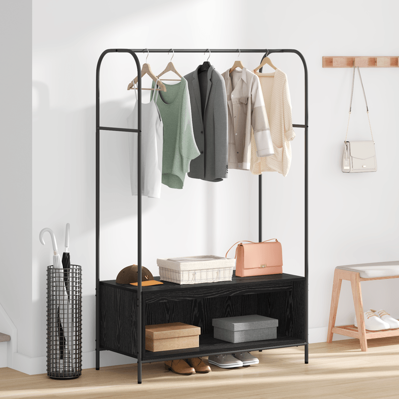 Casa si Gradina - Mobilier - Organizare si depozitare - Cuiere - Suport haine cu rafturi Stejar negru 100x44x160 cm - Infinity.ro