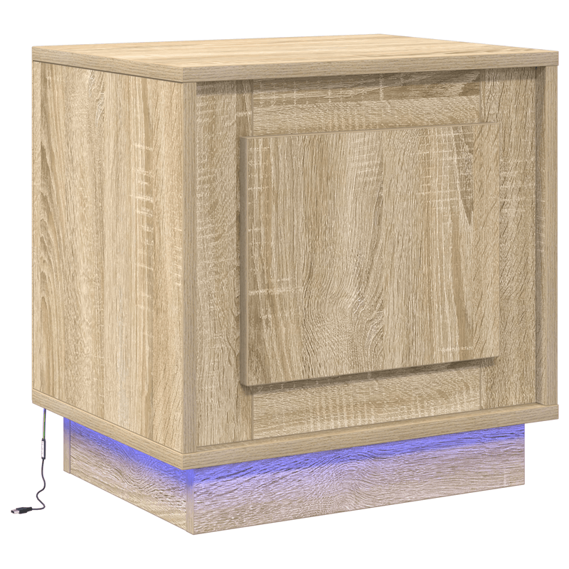 Casa si Gradina - Mobilier - Comode si corpuri - Noptiere - Noptiera cu Lumini LED Stejar Sonoma 44x34,5x45 cm - Infinity.ro