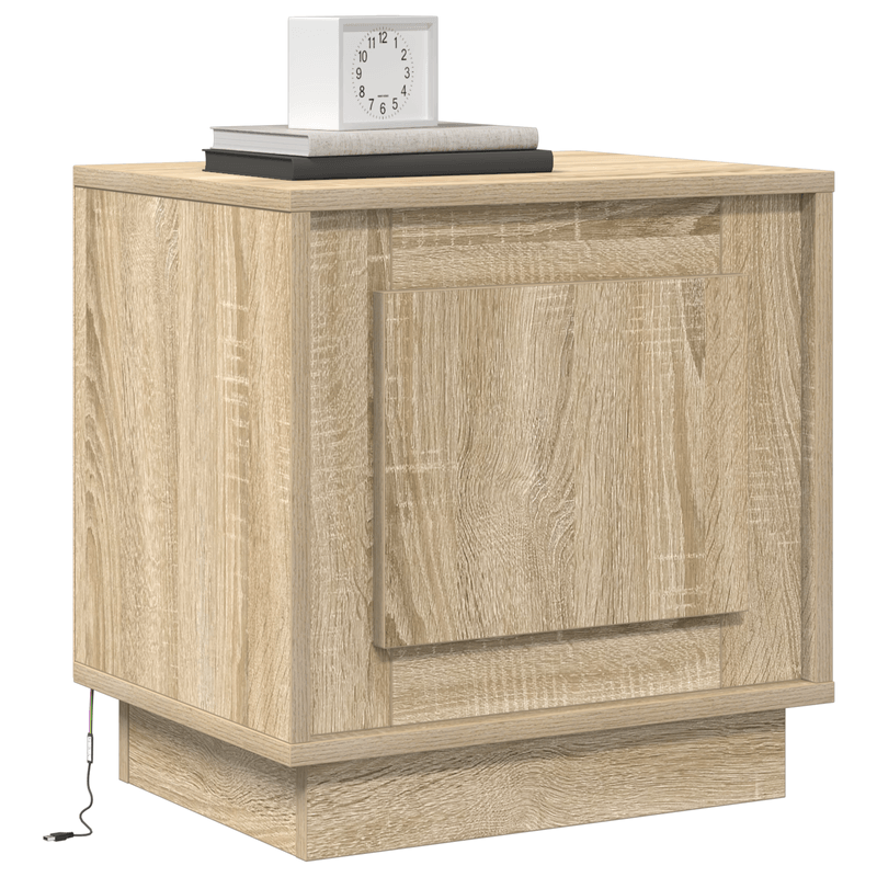 Casa si Gradina - Mobilier - Comode si corpuri - Noptiere - Noptiera cu Lumini LED Stejar Sonoma 44x34,5x45 cm - Infinity.ro