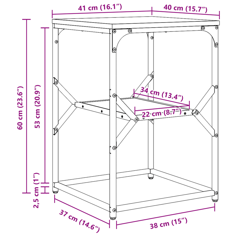 Casa si Gradina - Mobilier - Comode si corpuri - Noptiere - Masa laterala, stejar sonoma, 41x40x60 cm, lemn prelucrat - Infinity.ro