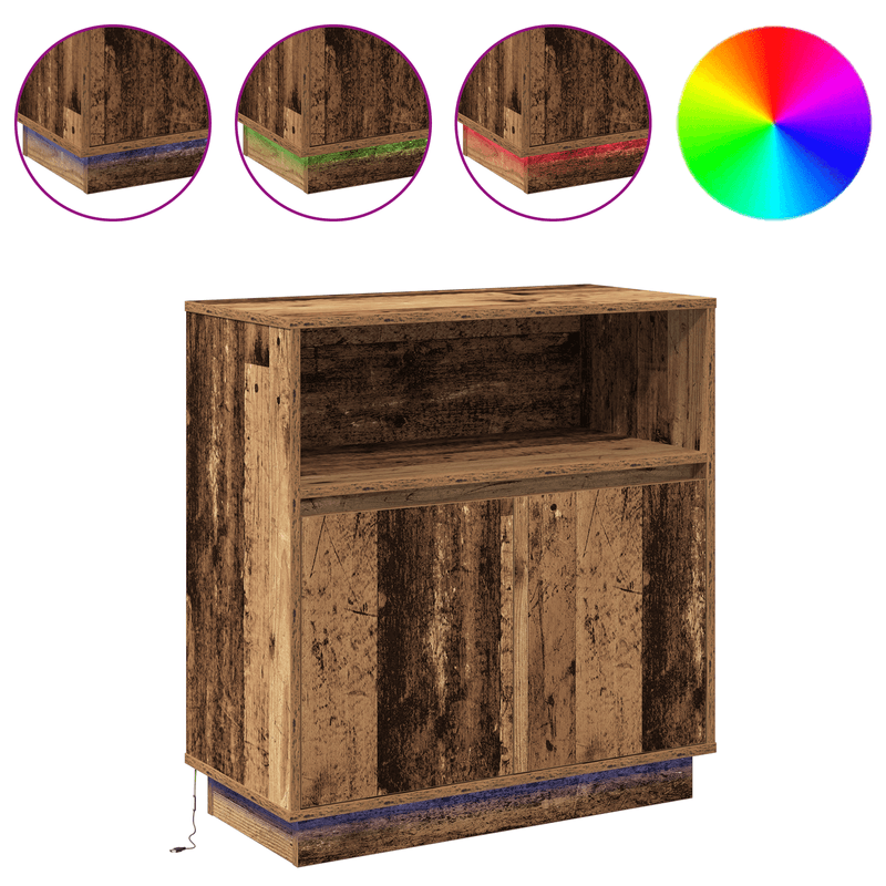 Casa si Gradina - Mobilier - Comode si corpuri - Comode - Dulap cu LED Lemn Vechi 71x34,5x75 cm Lemn Ingineresc - Infinity.ro