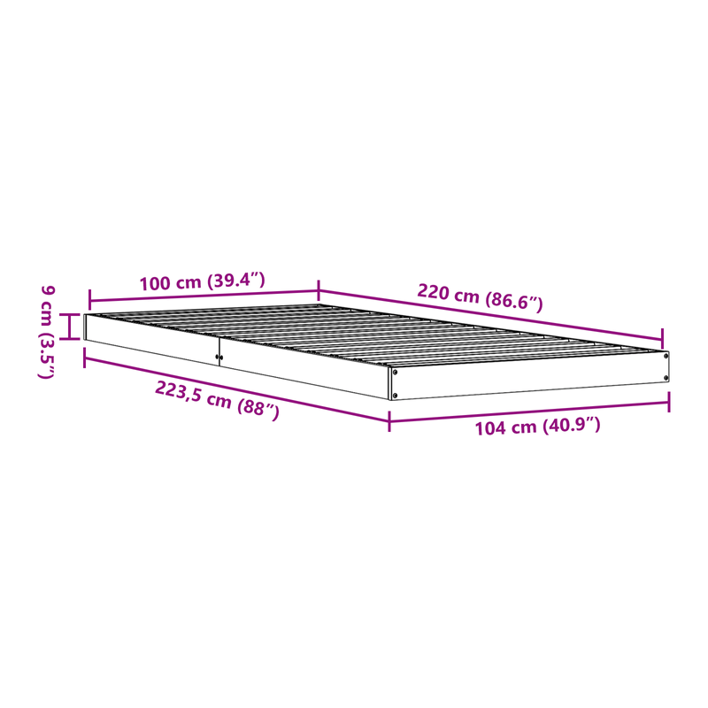 Casa si Gradina - Mobilier - Paturi si accesorii - Paturi - Cadru de pat de podea, alb, 100x220 cm, lemn masiv de pin - Infinity.ro