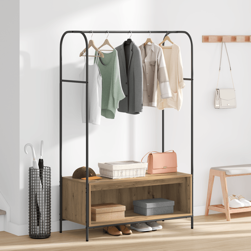 Casa si Gradina - Mobilier - Organizare si depozitare - Cuiere - Suport pentru haine cu rafturi din stejar 100x44x160 cm - Infinity.ro