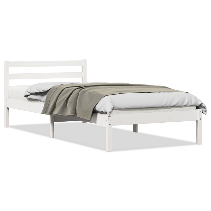 Casa si Gradina - Mobilier - Paturi si accesorii - Paturi - Cadru de pat cu tablie, alb, 80x210 cm, lemn masiv de pin - Infinity.ro