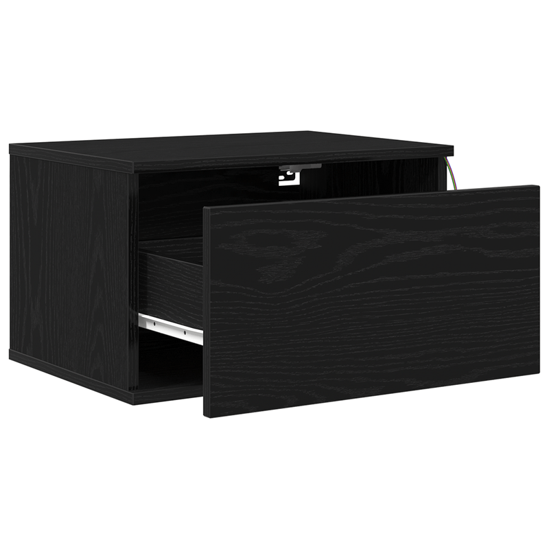 Casa si Gradina - Mobilier - Comode si corpuri - Noptiere - Noptiera cu LED-uri, de perete, stejar negru, 50x36x30 cm - Infinity.ro