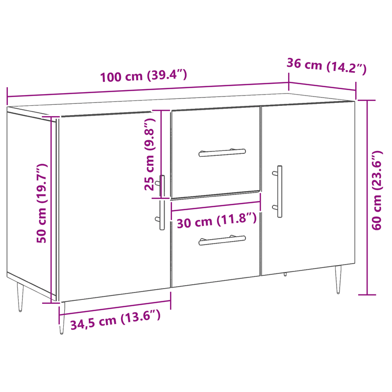 Casa si Gradina - Mobilier - Comode si corpuri - Comode - Dulap, stejar negru, 100x36x60 cm, lemn prelucrat - Infinity.ro