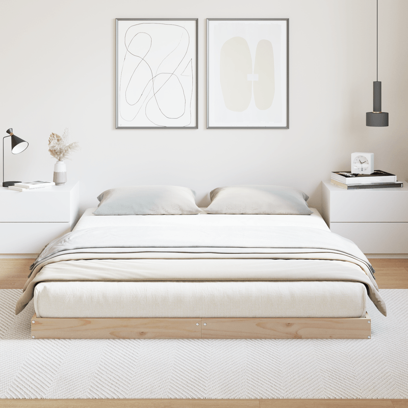 Casa si Gradina - Mobilier - Paturi si accesorii - Paturi - Cadru de pat de podea, alb, 160x220 cm, lemn masiv de pin - Infinity.ro