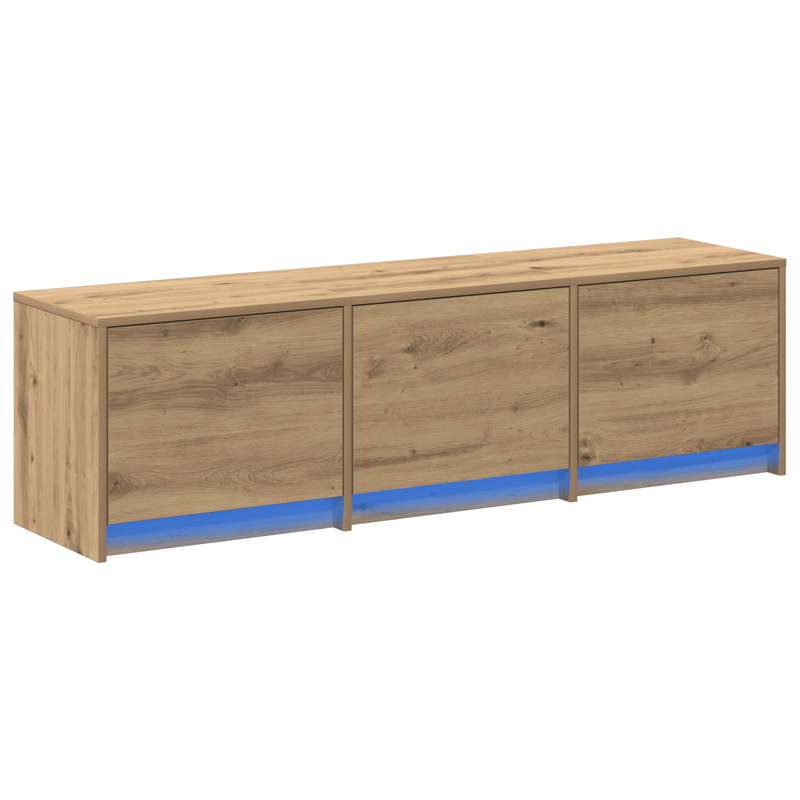 Casa si Gradina - Mobilier - Comode si corpuri - Comode - Dulap TV cu LED Stejar Lucrat Manual 140x34x40 cm Lemn Prelucrat - Infinity.ro