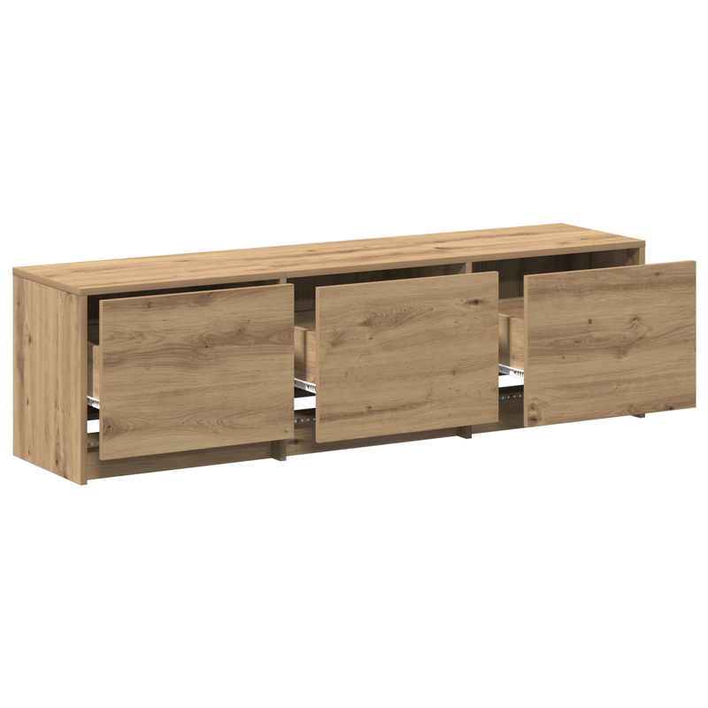 Casa si Gradina - Mobilier - Comode si corpuri - Comode - Dulap TV cu LED Stejar Lucrat Manual 140x34x40 cm Lemn Prelucrat - Infinity.ro