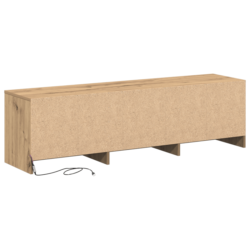 Casa si Gradina - Mobilier - Comode si corpuri - Comode - Dulap TV cu LED Stejar Lucrat Manual 140x34x40 cm Lemn Prelucrat - Infinity.ro