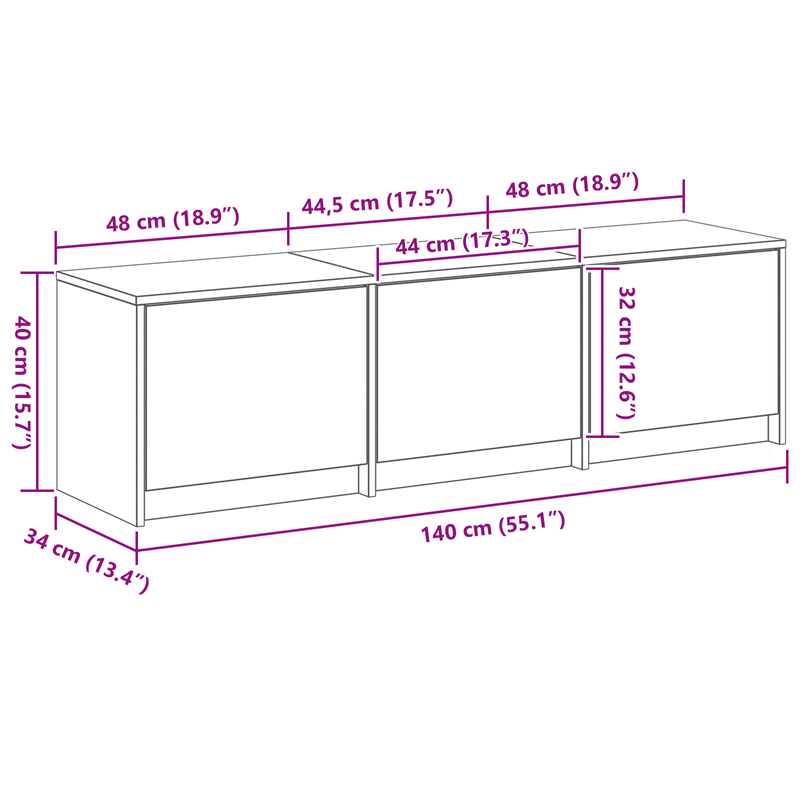 Casa si Gradina - Mobilier - Comode si corpuri - Comode - Dulap TV cu LED Stejar Lucrat Manual 140x34x40 cm Lemn Prelucrat - Infinity.ro