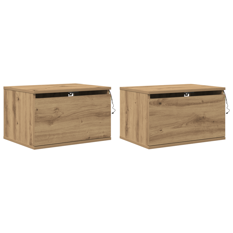 Casa si Gradina - Mobilier - Comode si corpuri - Noptiere - Noptiere cu LED-uri, de perete, 2 buc., stejar artizanal - Infinity.ro
