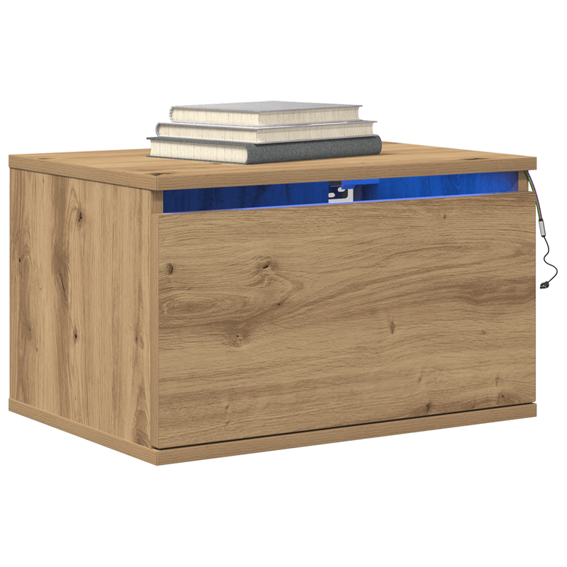 Casa si Gradina - Mobilier - Comode si corpuri - Noptiere - Noptiere cu LED-uri, de perete, 2 buc., stejar artizanal - Infinity.ro