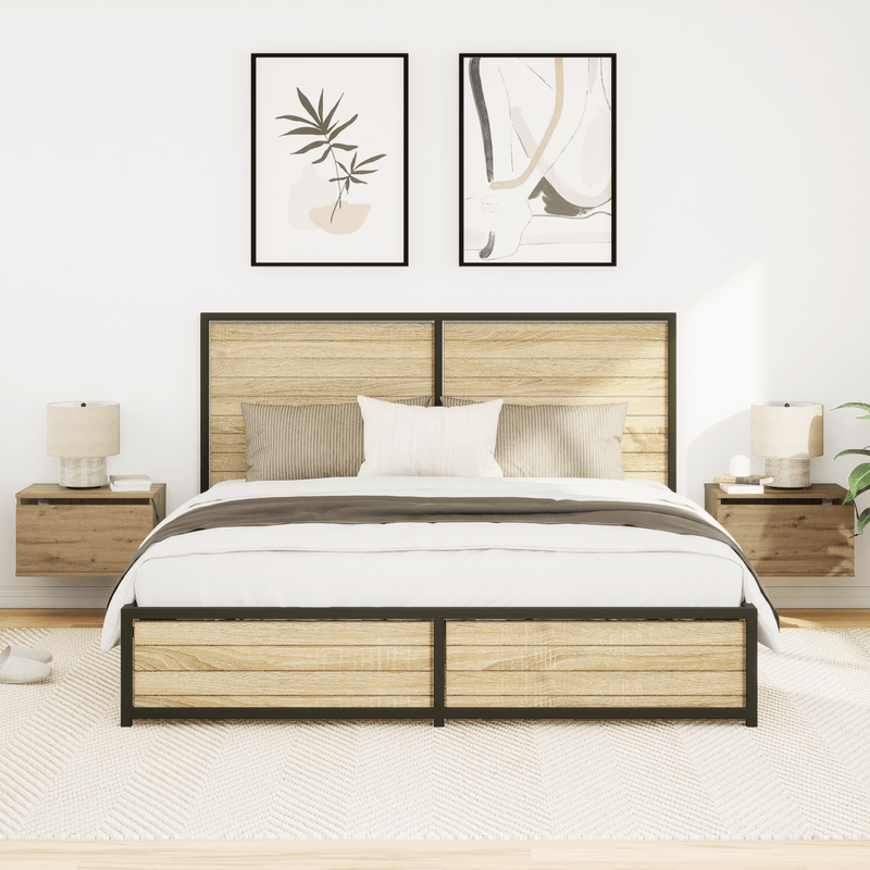 Casa si Gradina - Mobilier - Comode si corpuri - Noptiere - Noptiere cu LED-uri, de perete, 2 buc., stejar artizanal - Infinity.ro