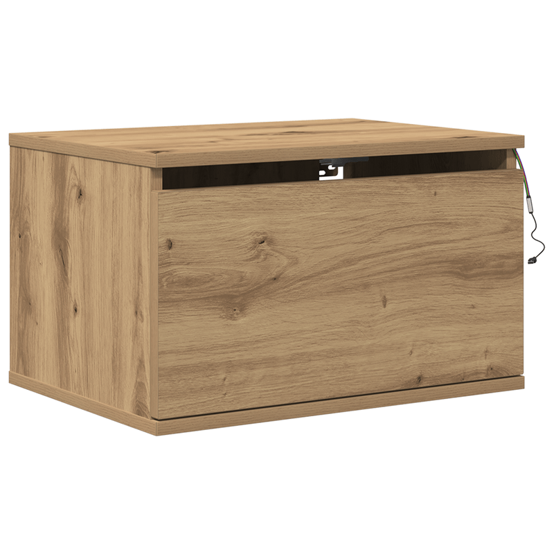 Casa si Gradina - Mobilier - Comode si corpuri - Noptiere - Noptiere cu LED-uri, de perete, 2 buc., stejar artizanal - Infinity.ro
