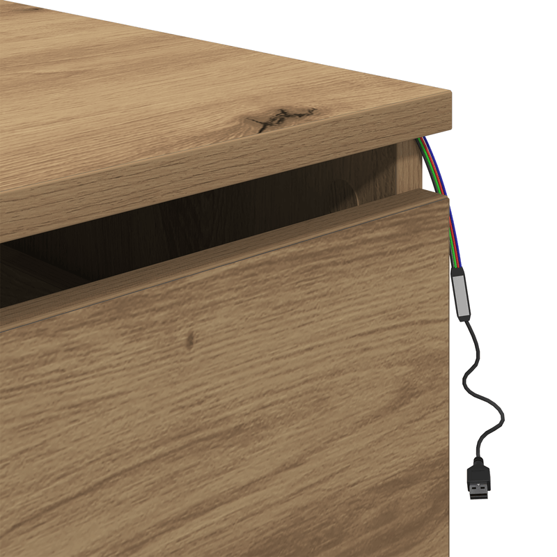 Casa si Gradina - Mobilier - Comode si corpuri - Noptiere - Noptiere cu LED-uri, de perete, 2 buc., stejar artizanal - Infinity.ro
