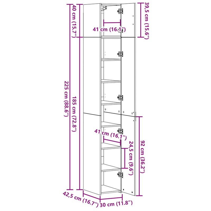 Casa si Gradina - Mobilier - Comode si corpuri - Corpuri bucatarie - Highboard Artisan Stejar 30x42,5x185 cm Lemn Compus - Infinity.ro