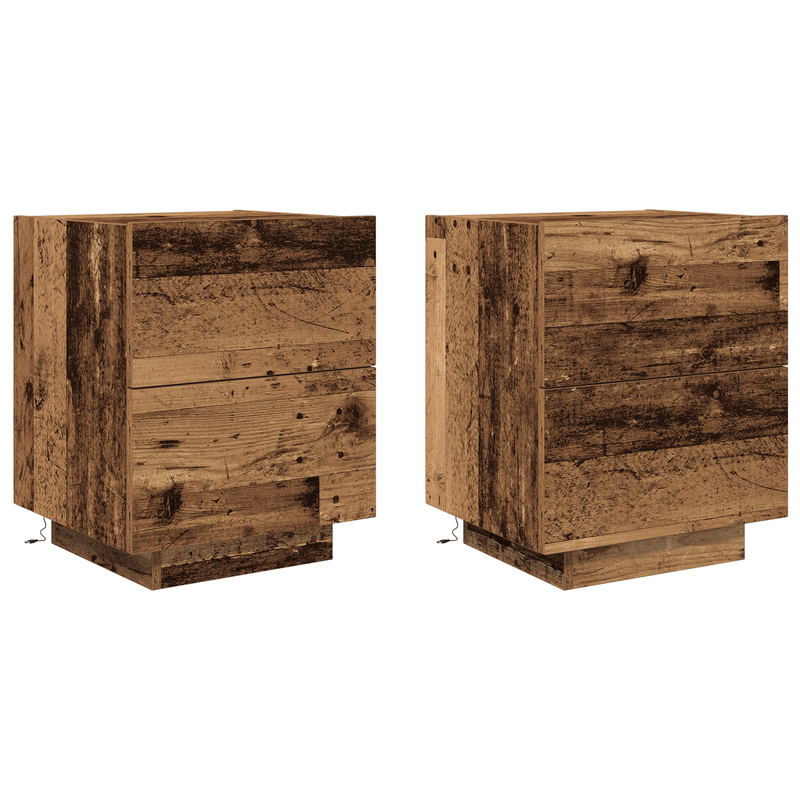 Casa si Gradina - Mobilier - Comode si corpuri - Noptiere - Noptiere cu LED-uri, 2 buc., lemn vechi, 45x40x55 cm - Infinity.ro