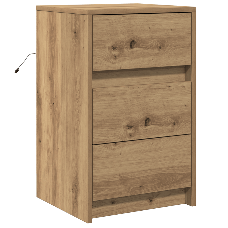Casa si Gradina - Mobilier - Comode si corpuri - Noptiere - Noptiera cu LED-uri Stejar Artisan Lemn Ingineresc - Infinity.ro