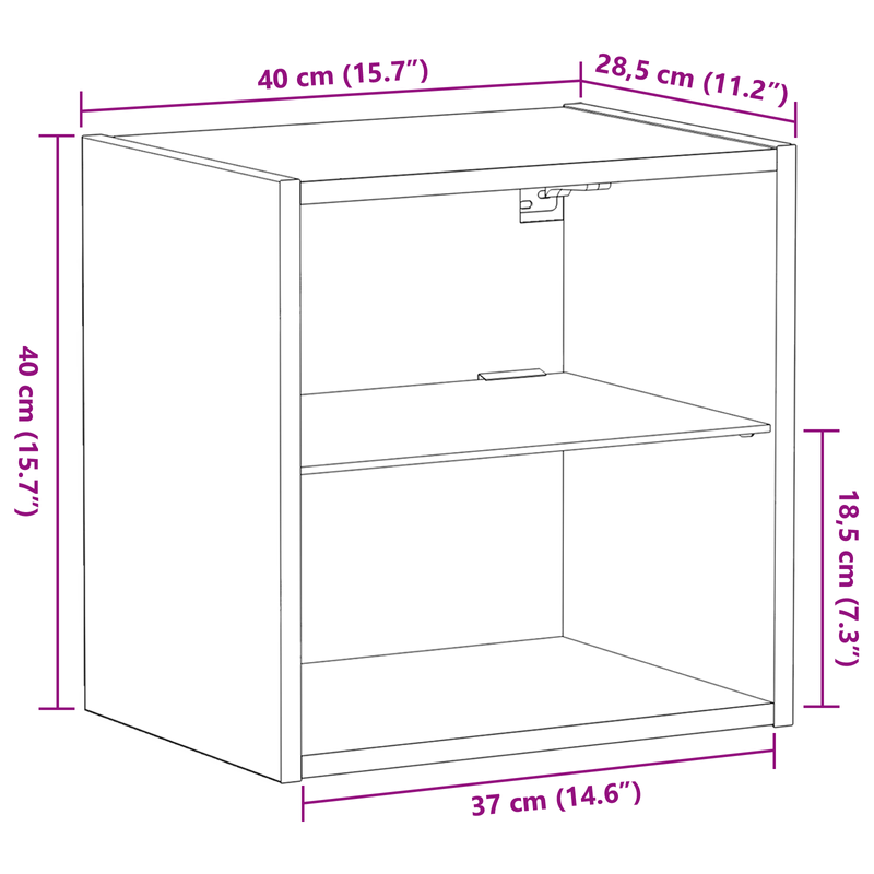 Casa si Gradina - Mobilier - Biblioteci si rafturi - Rafturi - Raft suspendat, stejar negru, 40x28,5x40 cm, lemn prelucrat - Infinity.ro