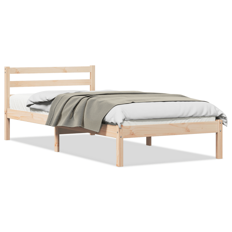 Casa si Gradina - Mobilier - Paturi si accesorii - Paturi - Cadru de pat cu tablie, 100x220 cm, lemn masiv de pin - Infinity.ro