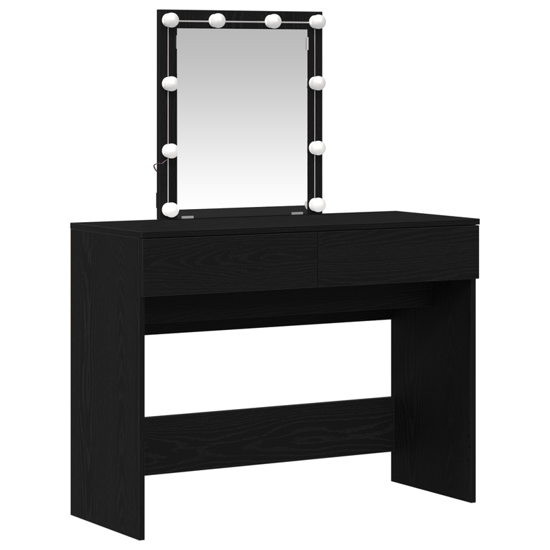 Casa si Gradina - Mobilier - Comode si corpuri - Masute de toaleta - Masa de toaleta oglinda & LED, stejar negru, lemn prelucrat - Infinity.ro