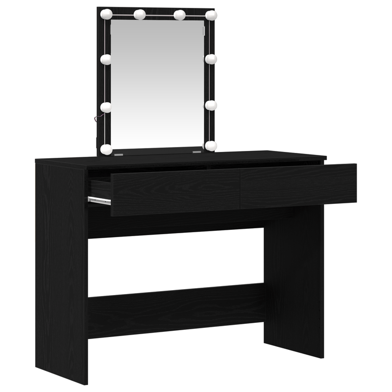 Casa si Gradina - Mobilier - Comode si corpuri - Masute de toaleta - Masa de toaleta oglinda & LED, stejar negru, lemn prelucrat - Infinity.ro