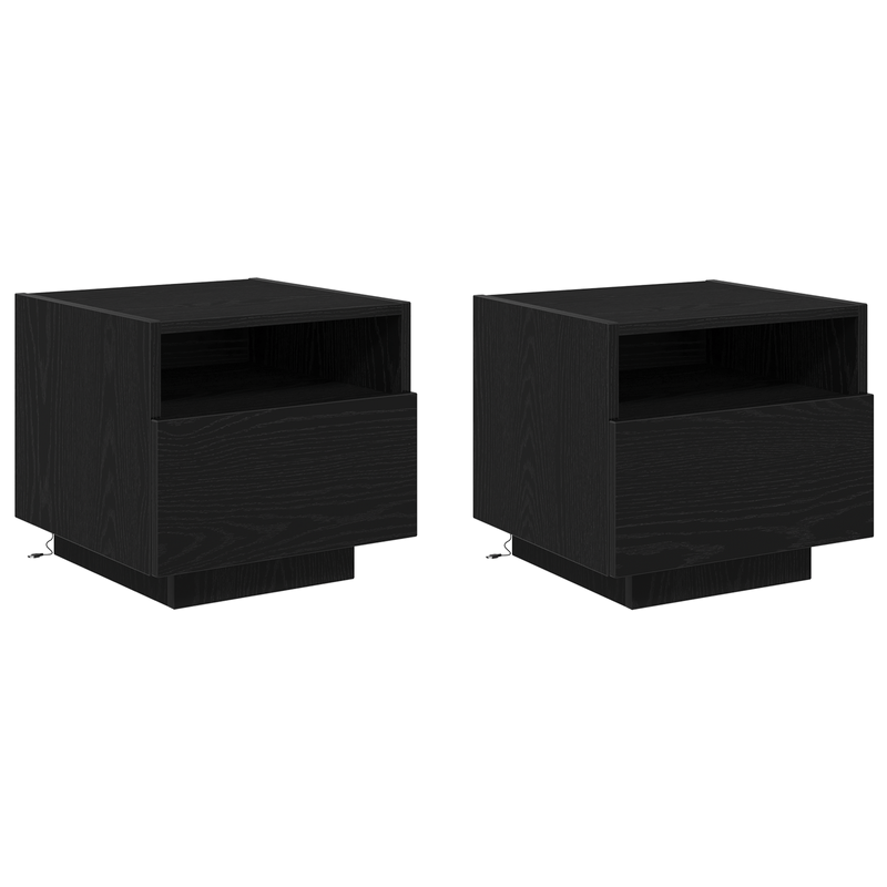 Casa si Gradina - Mobilier - Comode si corpuri - Noptiere - Noptiere cu LED-uri, 2 buc., stejar negru, 40x39x37 cm - Infinity.ro
