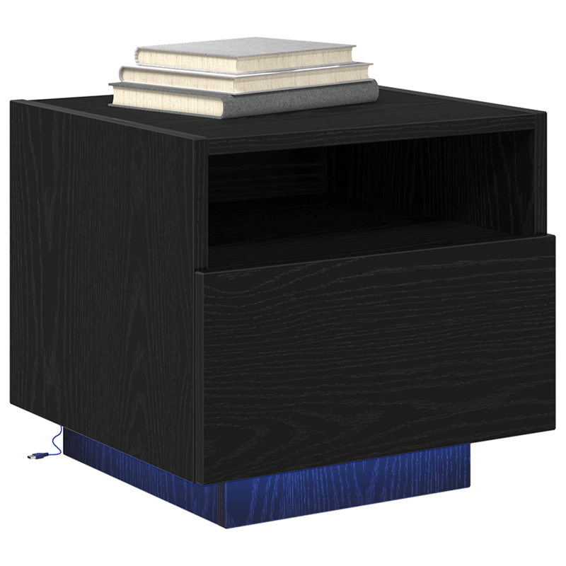 Casa si Gradina - Mobilier - Comode si corpuri - Noptiere - Noptiere cu LED-uri, 2 buc., stejar negru, 40x39x37 cm - Infinity.ro