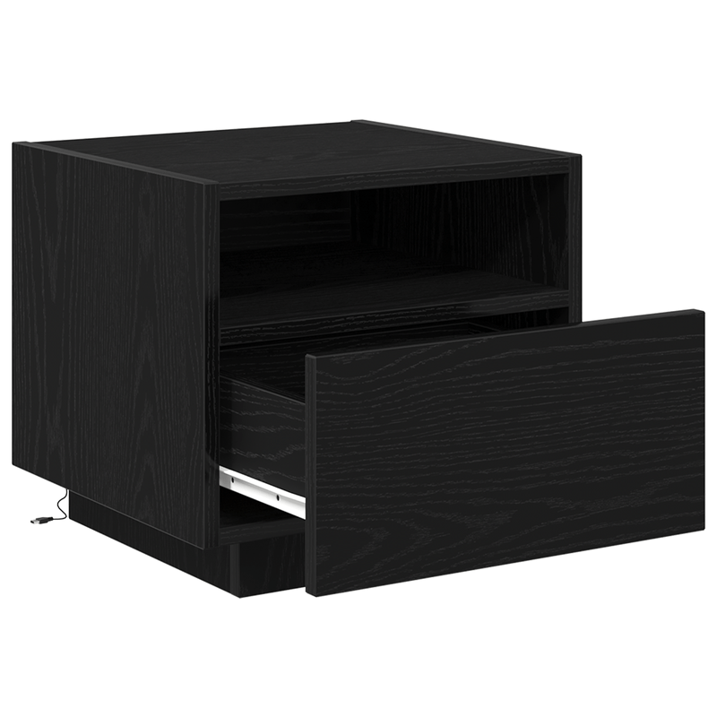 Casa si Gradina - Mobilier - Comode si corpuri - Noptiere - Noptiere cu LED-uri, 2 buc., stejar negru, 40x39x37 cm - Infinity.ro