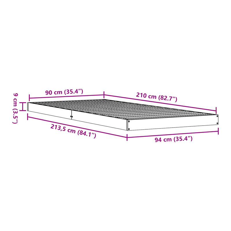 Casa si Gradina - Mobilier - Paturi si accesorii - Paturi - Cadru de pat de podea, 90x210 cm, lemn masiv de pin - Infinity.ro