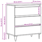Casa si Gradina - Mobilier - Comode si corpuri - Comode - Dulap cu sertare, stejar artizanal, 60x35x70 cm, lemn prelucrat - Infinity.ro
