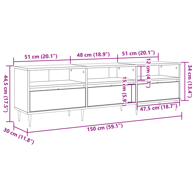 Casa si Gradina - Mobilier - Comode si corpuri - Comode - Cabinet TV Artisan Oak 150x30x44.5 cm Lemn compus - Infinity.ro