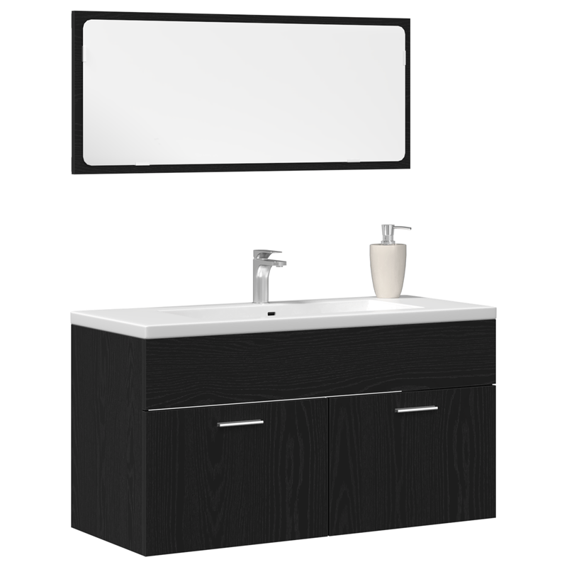 Casa si Gradina - Mobilier - Seturi de mobilier - Seturi baie - Set mobilier de baie, 2 Piese, stejar negru, lemn prelucrat - Infinity.ro