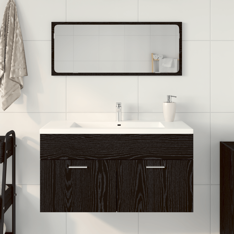 Casa si Gradina - Mobilier - Seturi de mobilier - Seturi baie - Set mobilier de baie, 2 Piese, stejar negru, lemn prelucrat - Infinity.ro