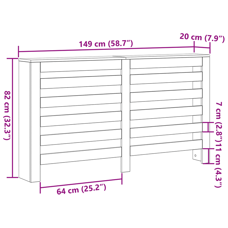Casa si Gradina - Termice - Calorifere si accesorii - Accesorii calorifere - Husa de radiator stejar negru 149x20x82 cm lemn ingenierat - Infinity.ro