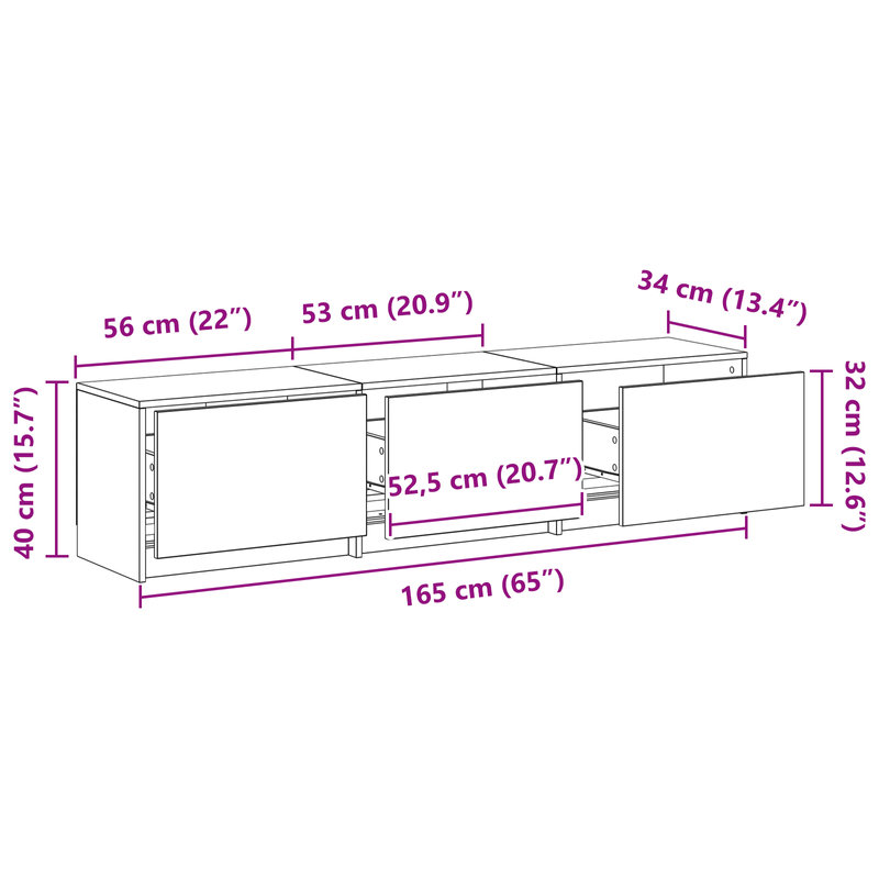 Casa si Gradina - Mobilier - Comode si corpuri - Comode - Cabinet TV cu LED Stejar Negru 162.5x34x40 cm Lemn prelucrat - Infinity.ro