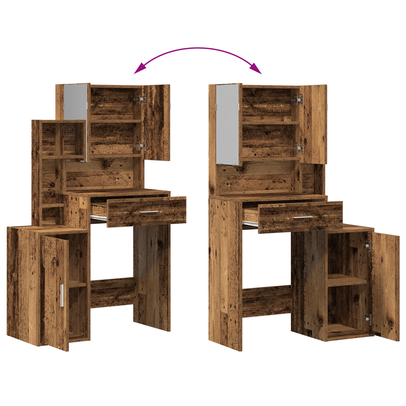 Casa si Gradina - Mobilier - Comode si corpuri - Masute de toaleta - Masa de toaleta cu oglinda & LED, lemn vechi, lemn prelucrat - Infinity.ro
